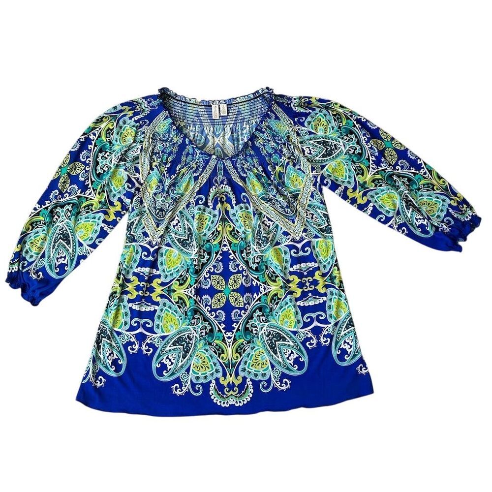Madison Women's Paisley Tunic Blouse Multicolor Size S - Picture 4 of 8